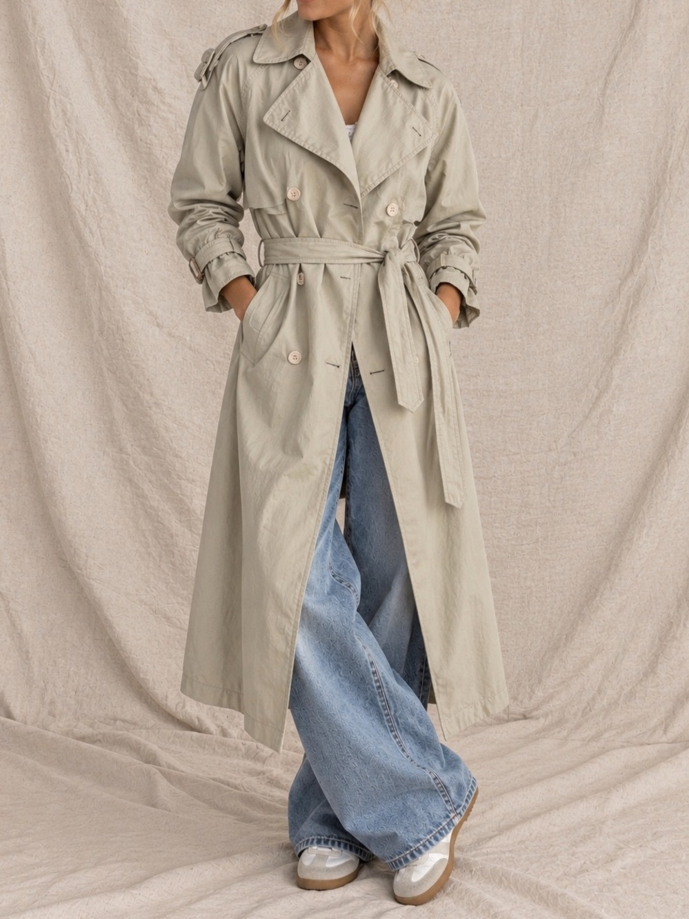Vintage CC Hughes Tan Insulated Trench Coat Women’s M Removable Liner Belted